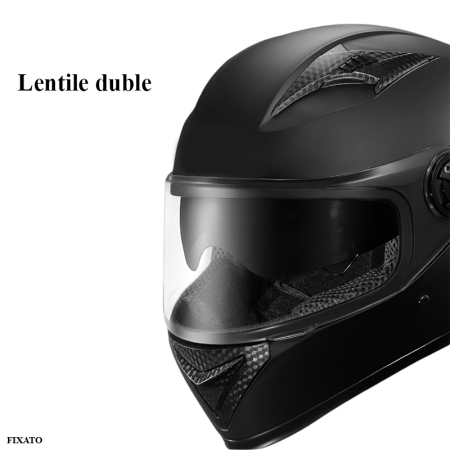 Casca Moto/Scuter FIXATO Ultra, Protectie UV, Viziera Dubla, Ventilatie buna si permeabilitate la aer, Esarfa de iarna detasabila, Negru lucios, Marime universala 57-62 cm [3]