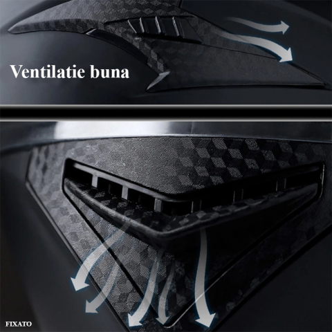 Casca Moto/Scuter FIXATO Ultra, Protectie UV, Viziera Dubla, Ventilatie buna si permeabilitate la aer, Esarfa de iarna detasabila, Negru lucios, Marime universala 54-62 cm [4]