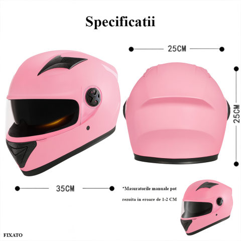 Casca Moto/Scuter FIXATO Ultra, Protectie UV, Viziera Dubla, Ventilatie buna si permeabilitate la aer, Esarfa de iarna detasabila, Roz, Marime universala 54-62 cm [1]