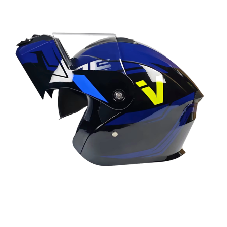 CASTI FLIP-UP - Casca Moto/Scuter Flip-Up FIXATO Nova, Viziera Dubla, Protectie UV, Albastru inchis, M 57-58cm