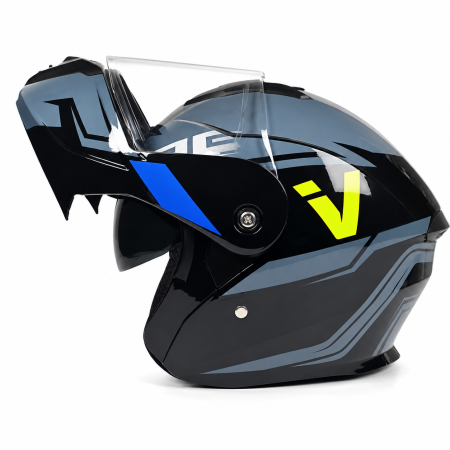 CASTI FLIP-UP - Casca Moto/Scuter Flip-Up FIXATO Nova, Viziera Dubla, Protectie UV, Albastru, M 57-58cm