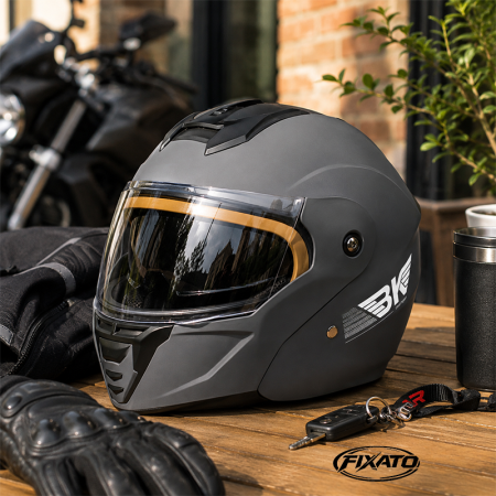 Casca Moto/Scuter Flip-Up FIXATO Nova, Viziera Dubla, Protectie UV, Gri, M 57-58cm [4]