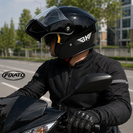 Casca Moto/Scuter Flip-Up FIXATO Nova, Viziera Dubla, Protectie UV, Negru, M 57-58cm [1]