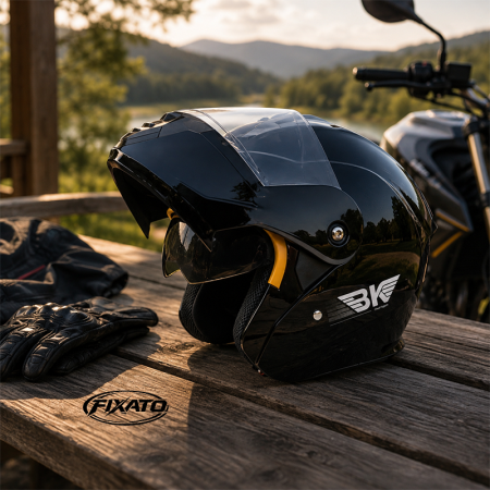 Casca Moto/Scuter Flip-Up FIXATO Nova, Viziera Dubla, Protectie UV, Negru, M 57-58cm [4]