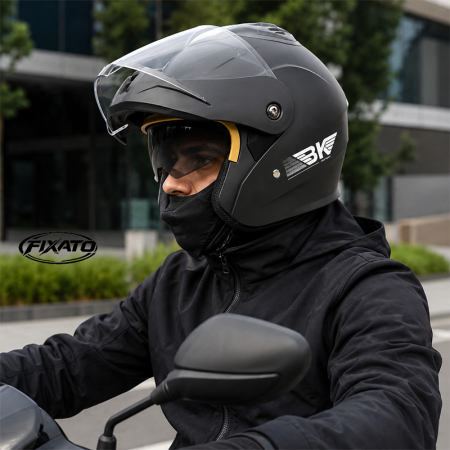 Casca Moto/Scuter Flip-Up FIXATO Nova, Viziera Dubla, Protectie UV, Negru Mat, M 57-58cm [1]