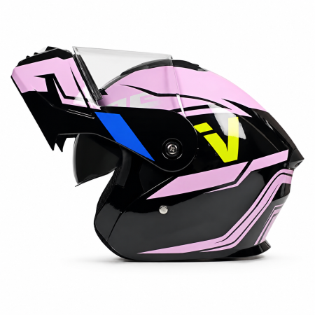 CASTI FLIP-UP - Casca Moto/Scuter Flip-Up FIXATO Nova, Viziera Dubla, Protectie UV, Roz, M 57-58cm