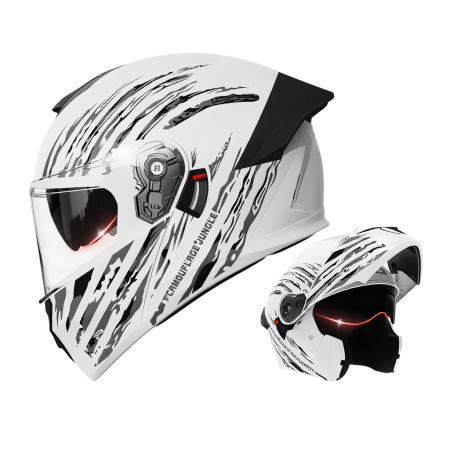 Casca Moto/Scuter Flip-Up FIXATO Viper, Viziera Dubla, Protectie UV, Modulabila, Alb Camo, Marime 57-59cm [2]