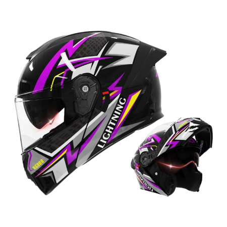 Casca Moto/Scuter Flip-Up FIXATO Viper, Viziera Dubla, Protectie UV, Modulabila, Mov, Marime 57-59cm [4]