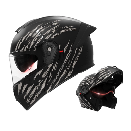 Casca Moto/Scuter Flip-Up FIXATO Viper, Viziera Dubla, Protectie UV, Modulabila, Negru Camo, Marime 57-59cm [4]