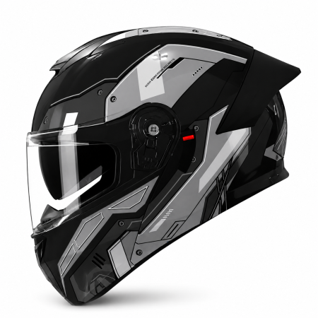 CASTI FLIP-UP - Casca Moto/Scuter Flip-Up FIXATO Viper, Viziera Dubla, Protectie UV, Modulabila, Negru Metal, Marime 57-59cm