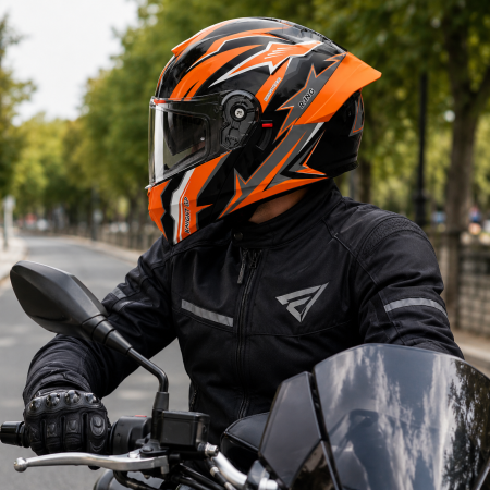 Casca Moto/Scuter Flip-Up FIXATO Viper, Viziera Dubla, Protectie UV, Modulabila, Portocaliu, Marime 57-59cm [3]