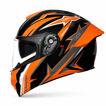 CASTI FLIP-UP - Casca Moto/Scuter Flip-Up FIXATO Viper, Viziera Dubla, Protectie UV, Modulabila, Portocaliu, Marime 57-59cm