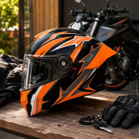 Casca Moto/Scuter Flip-Up FIXATO Viper, Viziera Dubla, Protectie UV, Modulabila, Portocaliu, Marime 57-59cm [4]