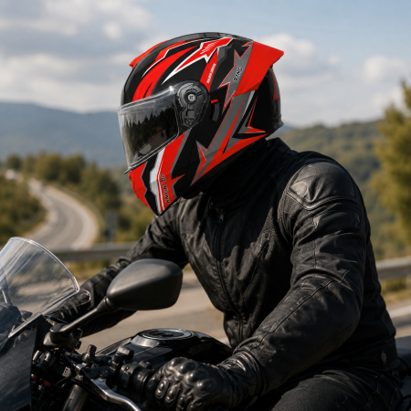 Casca Moto/Scuter Flip-Up FIXATO Viper, Viziera Dubla, Protectie UV, Modulabila, Rosu, Marime 57-59cm [2]