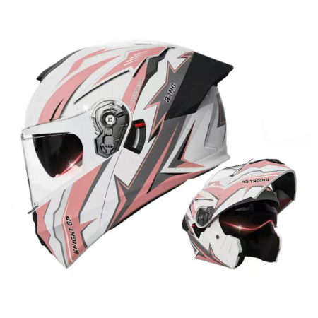 Casca Moto/Scuter Flip-Up FIXATO Viper, Viziera Dubla, Protectie UV, Modulabila, Roz, Marime 57-59cm [2]