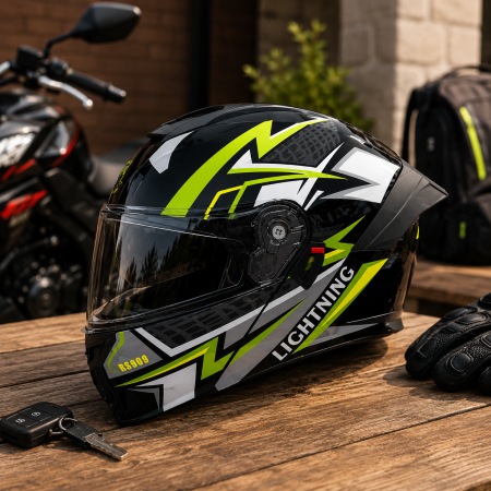 Casca Moto/Scuter Flip-Up FIXATO Viper, Viziera Dubla, Protectie UV, Modulabila, Verde, Marime 57-59cm [3]