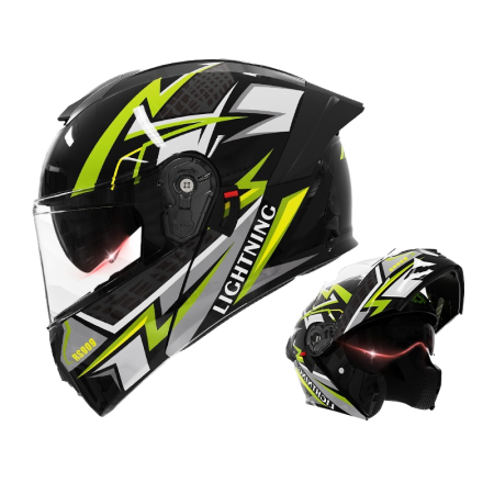 Casca Moto/Scuter Flip-Up FIXATO Viper, Viziera Dubla, Protectie UV, Modulabila, Verde, Marime 57-59cm [4]