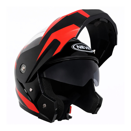 Casca Moto/Scuter Flip-Up FIXATO, Viziera Dubla, Protectie UV, Negru cu Rosu, L 59-60cm [6]