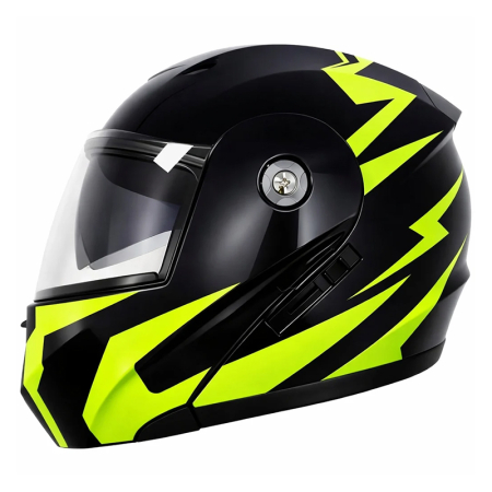 Casca Moto/Scuter Flip-Up FIXATO, Viziera Dubla, Protectie UV, Negru cu Verde, L 59-60cm [3]