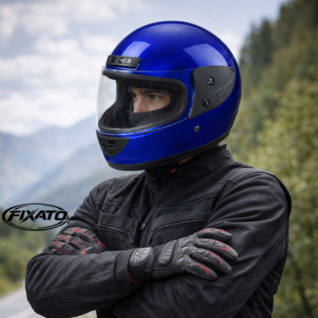 Casca Moto/Scuter Full Face FIXATO, Viziera Detasabila, Marime Universala 59-62cm, Albastru [5]