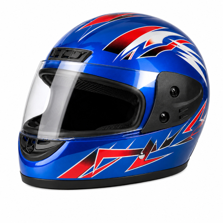 CASTI INTEGRALE - Casca Moto/Scuter Full Face FIXATO, Viziera Detasabila, Marime Universala 59-62cm, Albastru