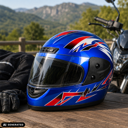 Casca Moto/Scuter Full Face FIXATO, Viziera Detasabila, Marime Universala 59-62cm, Albastru [4]