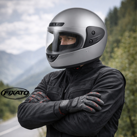 Casca Moto/Scuter Full Face FIXATO, Viziera Detasabila, Marime Universala 59-62cm, Gri [5]