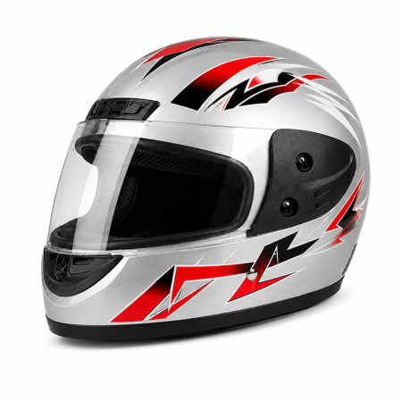 CASTI INTEGRALE - Casca Moto/Scuter Full Face FIXATO, Viziera Detasabila, Marime Universala 59-62cm, Gri