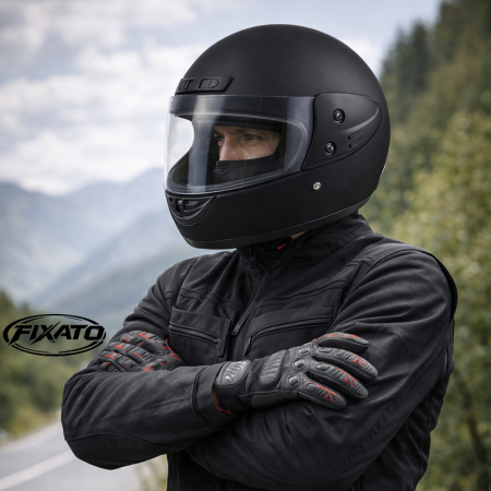 Casca Moto/Scuter Full Face FIXATO, Viziera Detasabila, Marime Universala 59-62cm, Negru Mat [5]