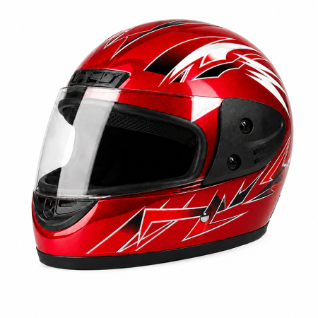 CASTI INTEGRALE - Casca Moto/Scuter Full Face FIXATO, Viziera Detasabila, Marime Universala 59-62cm, Rosu