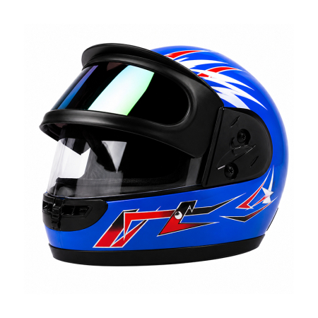 CASTI - Casca Moto/Scuter Full Face FIXATO, Viziera Dubla, Marime Universala 59-62cm, Albastru