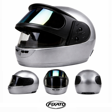 Casca Moto/Scuter Full Face FIXATO, Viziera Dubla, Marime Universala 59-62cm, Gri [2]