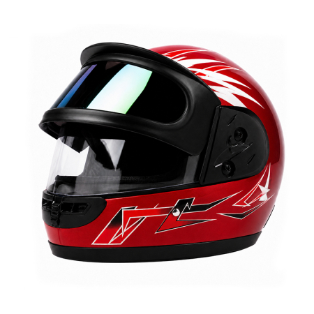 CASTI - Casca Moto/Scuter Full Face FIXATO, Viziera Dubla, Marime Universala 59-62cm, Rosu
