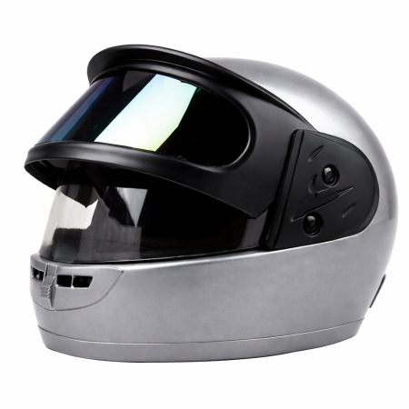 Casti - Casca moto/scuter Full face unisex, cu Viziera Dubla, FIXATO, marime universala 58-62cm, Gri