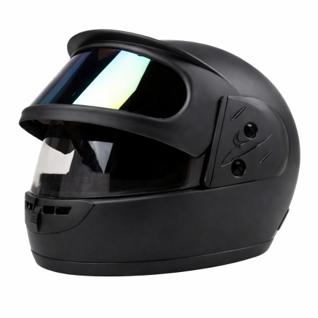 Casti - Casca moto/scuter Full face unisex, cu Viziera Dubla, FIXATO, marime universala 58-62cm, Negru Mat