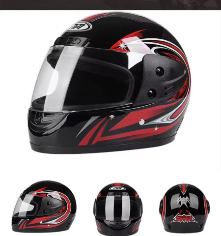 Casca moto/scuter Full face unisex, cu viziera, marime universala 56-62cm, neagra [2]