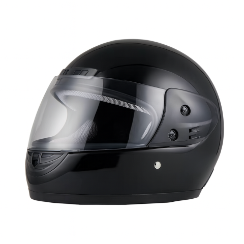 Casti - Casca moto/scuter Full face unisex, cu viziera, marime universala 56-62cm, Negru Lucios