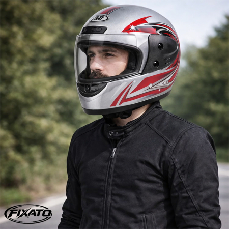 Casca Moto/Scuter Full Face FIXATO, Viziera Detasabila, Marime Universala 59-62cm, Gri [5]