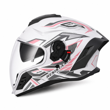 CASTI INTEGRALE - Casca Moto/Scuter Integrala FIXATO Raptor, Protectie UV, Viziera Dubla, Design Sportiv, Alb cu Roz, L 59-60cm