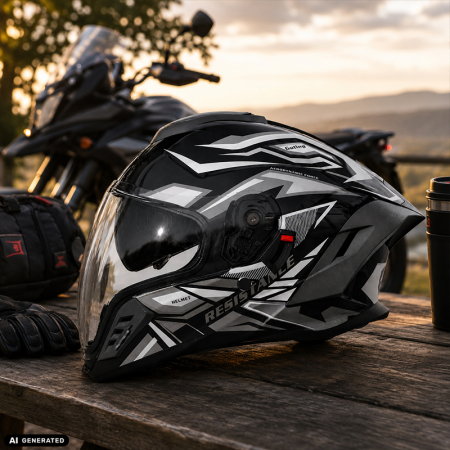 Casca Moto/Scuter Integrala FIXATO Raptor, Protectie UV, Viziera Dubla, Design Sportiv, Negru cu Gri, L 59-60cm [3]