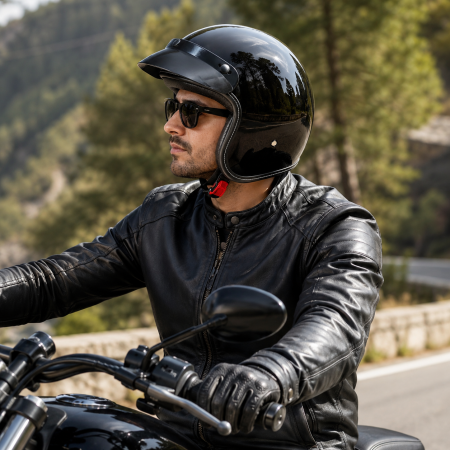 Casca Moto/Scuter Retro FIXATO Vintage, Interior Confortabil, Prindere rapida, Negru Lucios [4]