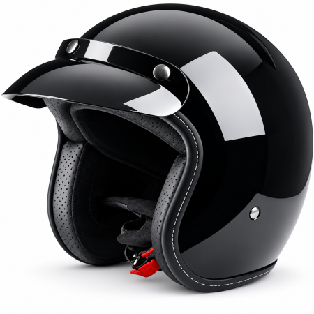 Casca Moto/Scuter Retro FIXATO Vintage, Interior Confortabil, Prindere rapida, Negru Lucios [0]