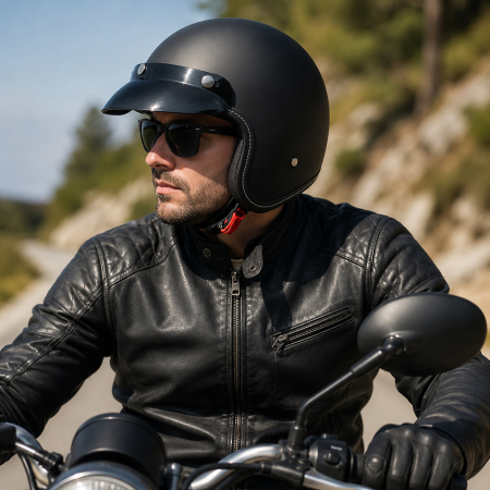 Casca Moto/Scuter Retro FIXATO Vintage, Interior Confortabil, Prindere rapida, Negru Mat [3]