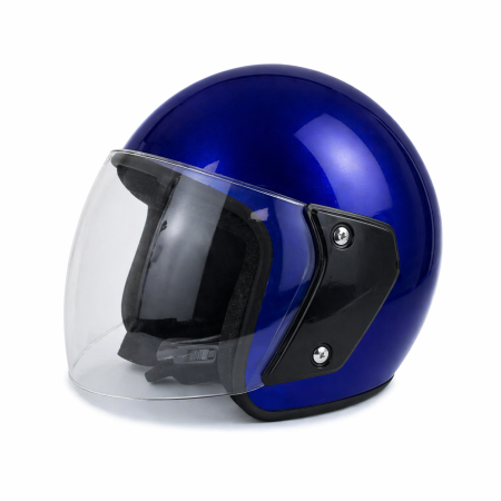 CASTI OPEN FACE - Casca moto/scuter unisex, cu vizor, marime universala 55-60cm, FIXATO, Albastra