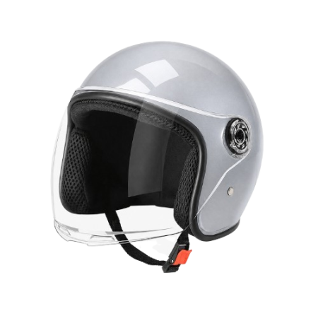 CASTI OPEN FACE - Casca moto/scuter unisex, cu vizor, marime universala 55-60cm, gri, FIXATO