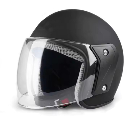 CASTI OPEN FACE - Casca moto/scuter unisex, cu vizor, marime universala 55-60cm, neagra