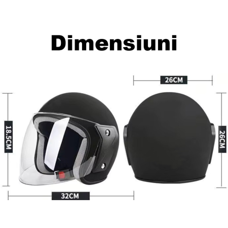 Casca moto/scuter unisex, cu vizor, marime universala 55-60cm, neagra [1]