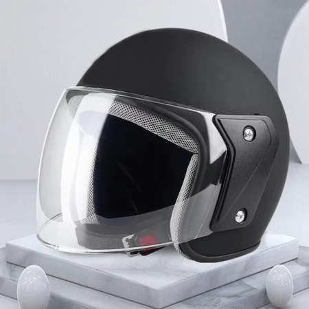 Casca moto/scuter unisex, cu vizor, marime universala 55-60cm, neagra [3]