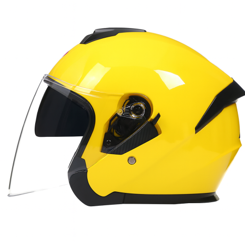 Casti - Casca moto/scuter unisex, cu vizor, marime universala 56-62cm, galbena, FIXATO