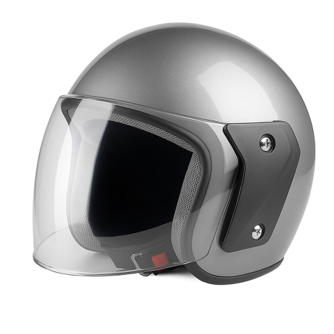 Casti - Casca moto/scuter unisex, cu vizor, marime universala 56-62cm, Gri